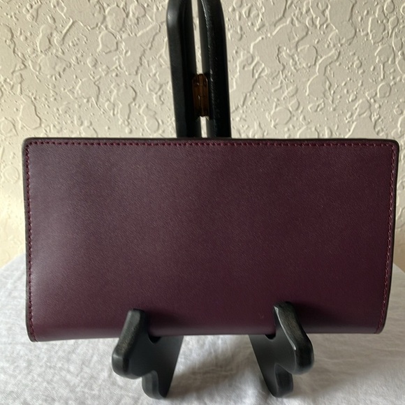 Kate Spade: Plum Purple Leather Bifold Card Wallet- Snap Closure - Picture 5 of 16